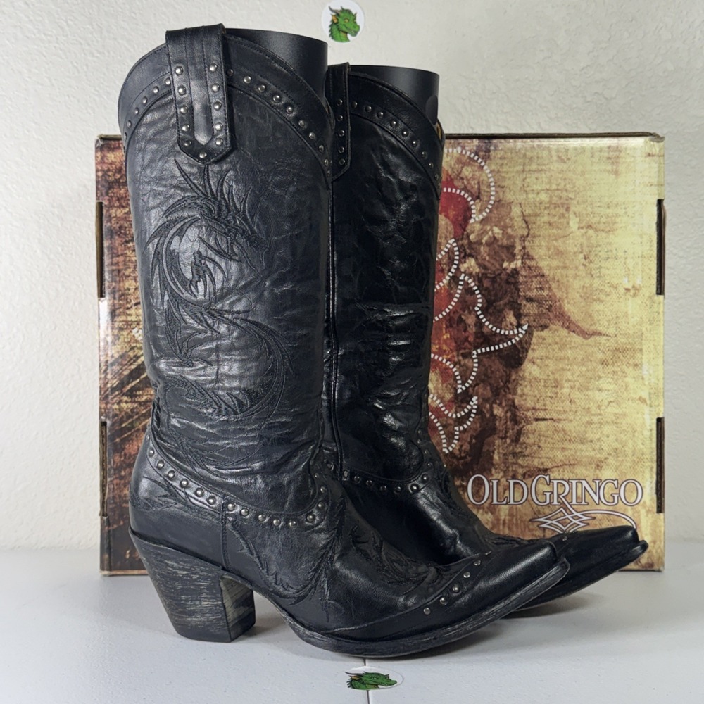 Rare Old Gringo Black Dragon 🐉  Cowboy Boots Womens Size 8.5 B Western Gothic